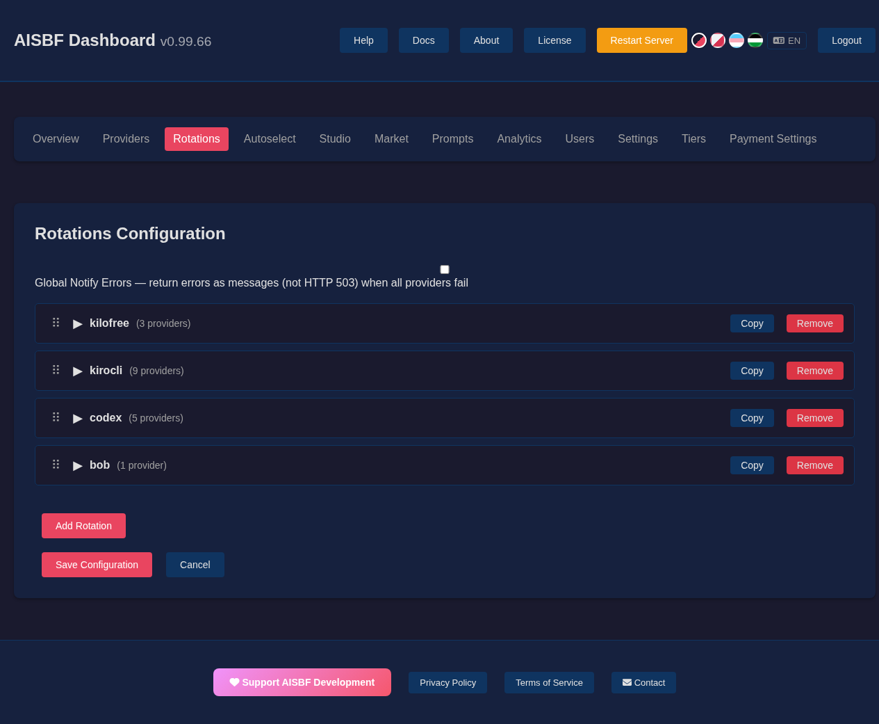 Rotation configuration with multiple stable backend groups.